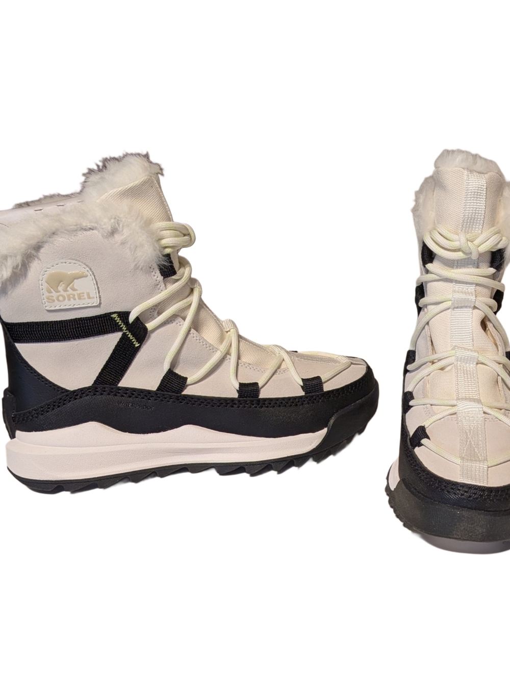 Sorel Ona RMX Glacy WP 1988611-3Sorel Women's White and Black Fur-Trim Snow Boot - Picture 6 of 9